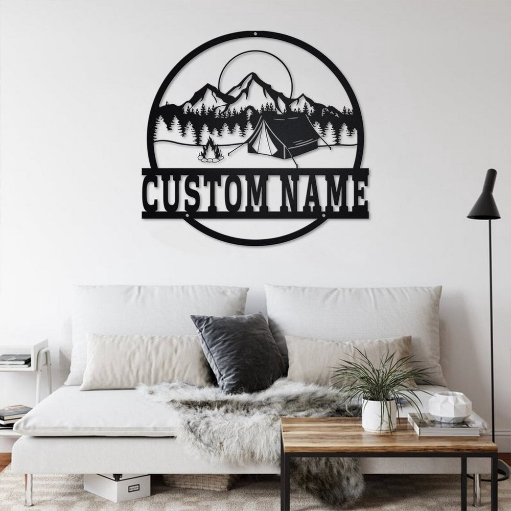 Farm Metal Sign, Camp Fire Metal Wall Art Personalized Metal Name Sign Camping Signs Decor Home