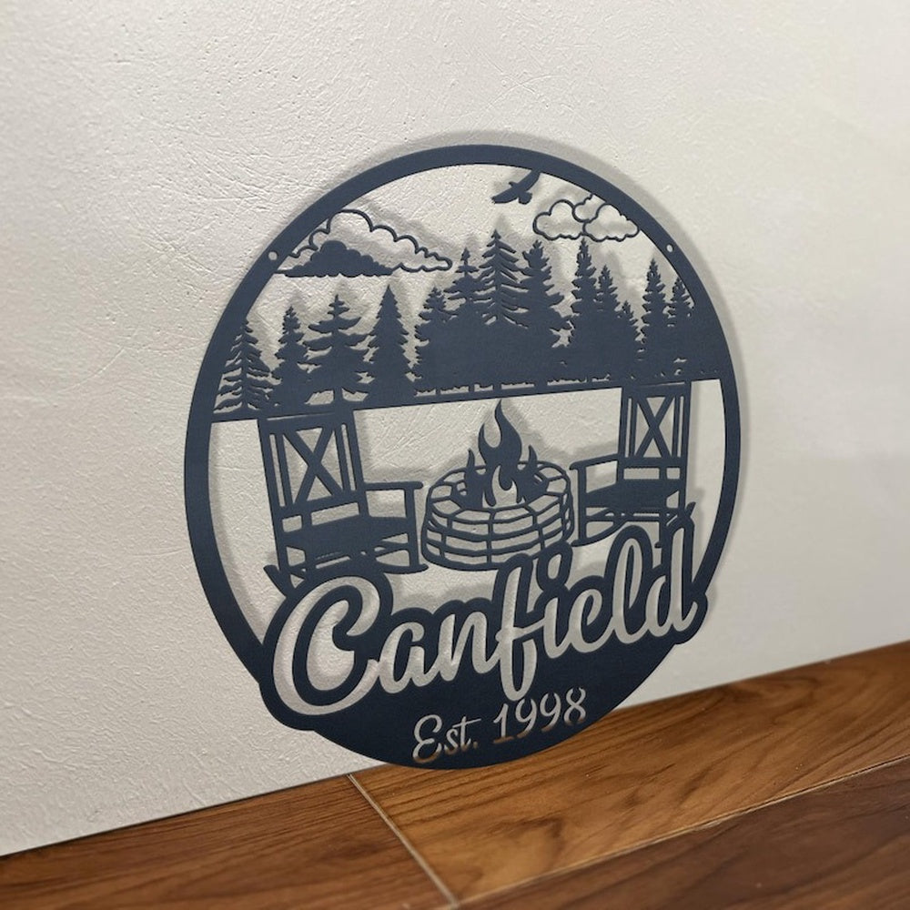 Farm Metal Sign, Campfire Campsite Fire Pit Lake House Custom Metal Signs