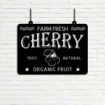 Farm Metal Sign, Cherry Farm Garden Organic Fruit Custom Metal Signs
