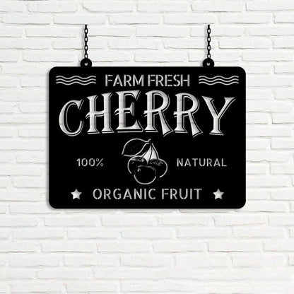 Farm Metal Sign, Cherry Farm Garden Organic Fruit Custom Metal Signs