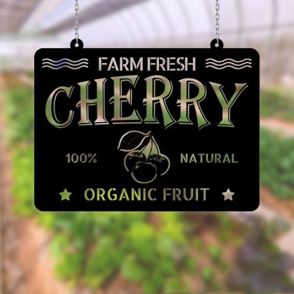 Farm Metal Sign, Cherry Farm Garden Organic Fruit Custom Metal Signs