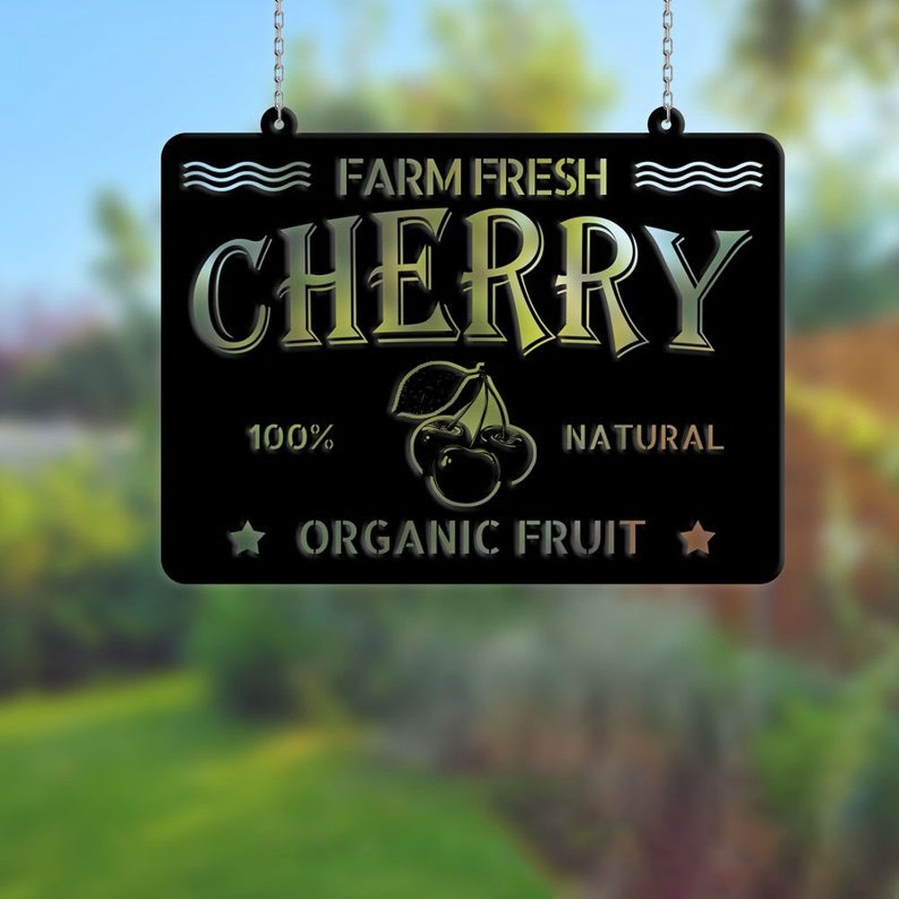 Farm Metal Sign, Cherry Farm Garden Organic Fruit Custom Metal Signs