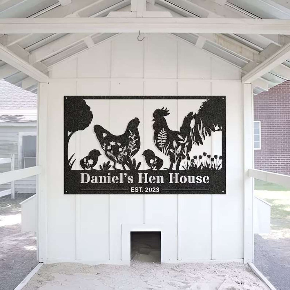Farm Metal Sign, Chicken Coop Sign Chicken Hen House Farmhouse Personalized Farm Metal Sign