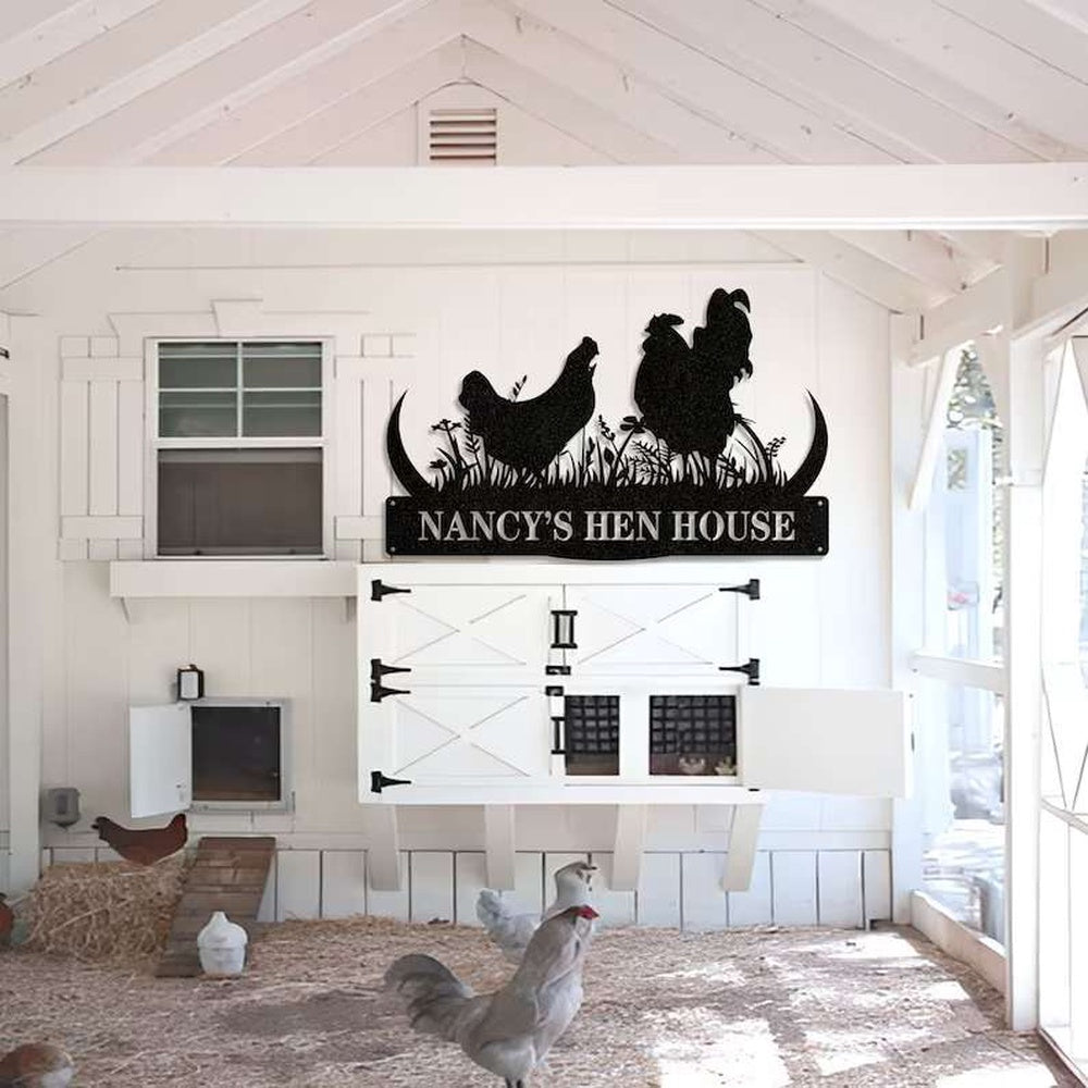 Farm Metal Sign, Chicken Coop Sign Chicken Hen House Farmhouse Personalized Farm Metal Sign