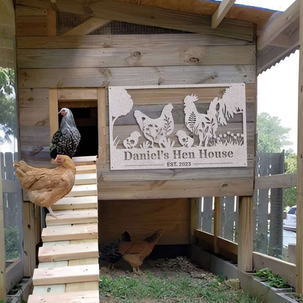 Farm Metal Sign, Chicken Coop Sign Chicken Hen House Farmhouse Personalized Farm Metal Sign
