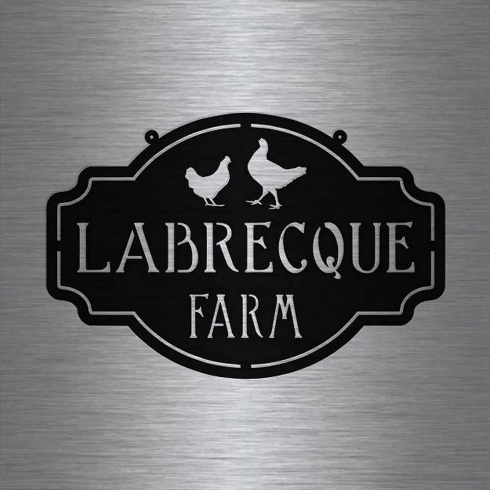 Farm Metal Sign, Chicken Farm Metal Art Personalized Metal Name Signs Chicken Coop Sign Decor Outdoor