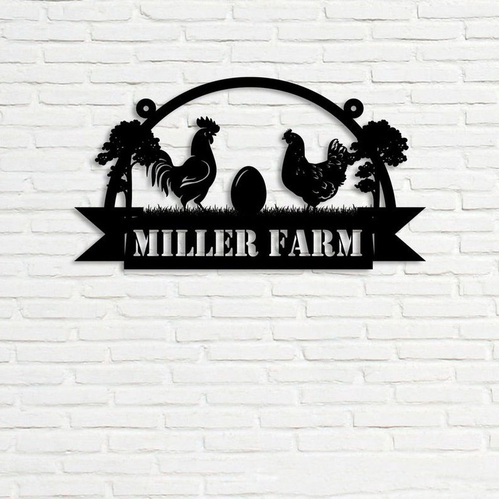 Farm Metal Sign, Chicken Farm Rooster and Hen Custom Metal Signs