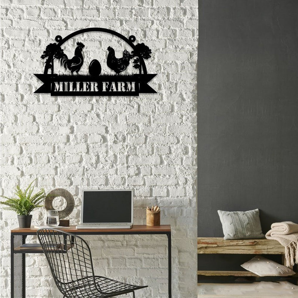 Farm Metal Sign, Chicken Farm Rooster and Hen Custom Metal Signs