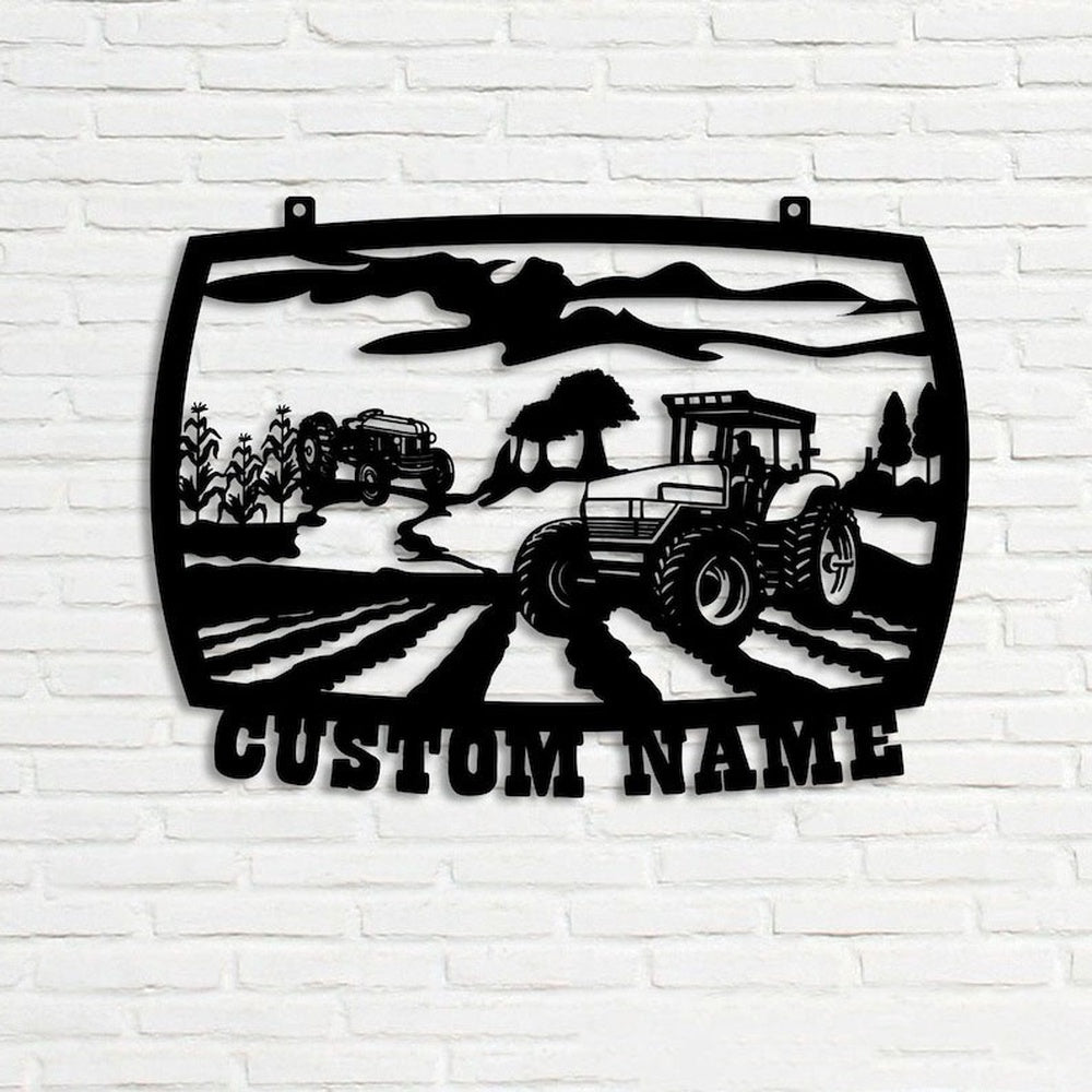 Farm Metal Sign, Corn & Grain Harvester with Cattle Farm Farmhouse Custom Metal Signs