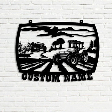 Farm Metal Sign, Corn & Grain Harvester with Cattle Farm Farmhouse Custom Metal Signs