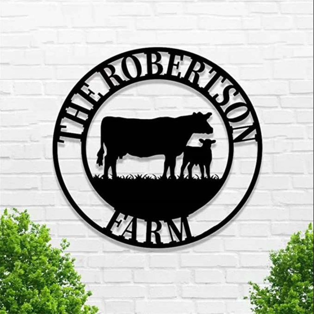 Farm Metal Sign, Cow Farm Wall Art Cow Cattle Farmer Farmhouse Personalized Metal Sign