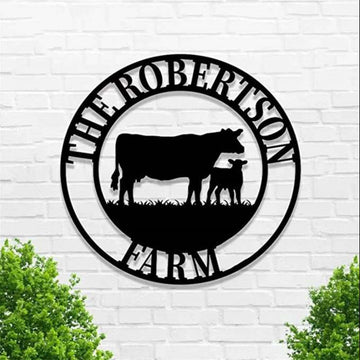 Farm Metal Sign, Cow Farm Wall Art Cow Cattle Farmer Farmhouse Personalized Metal Sign