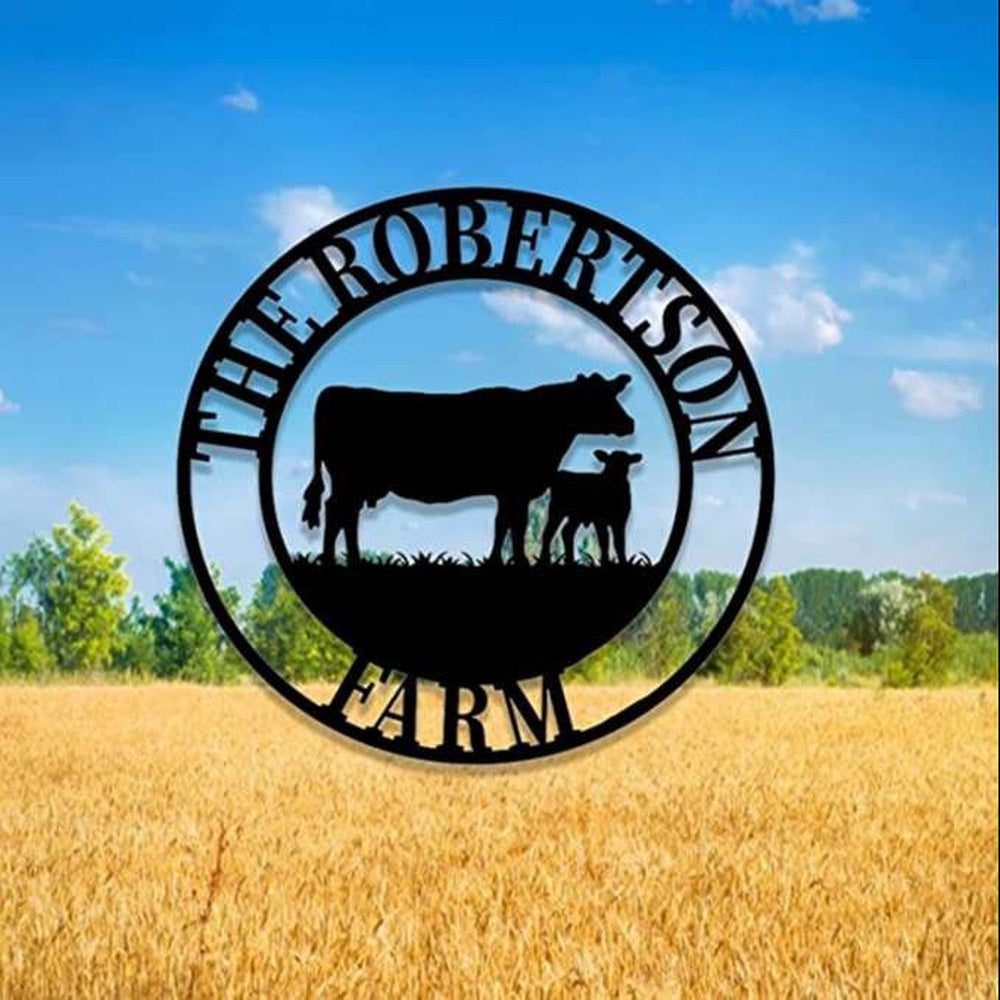 Farm Metal Sign, Cow Farm Wall Art Cow Cattle Farmer Farmhouse Personalized Metal Sign