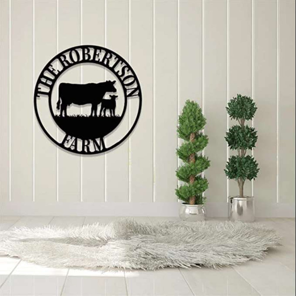 Farm Metal Sign, Cow Farm Wall Art Cow Cattle Farmer Farmhouse Personalized Metal Sign