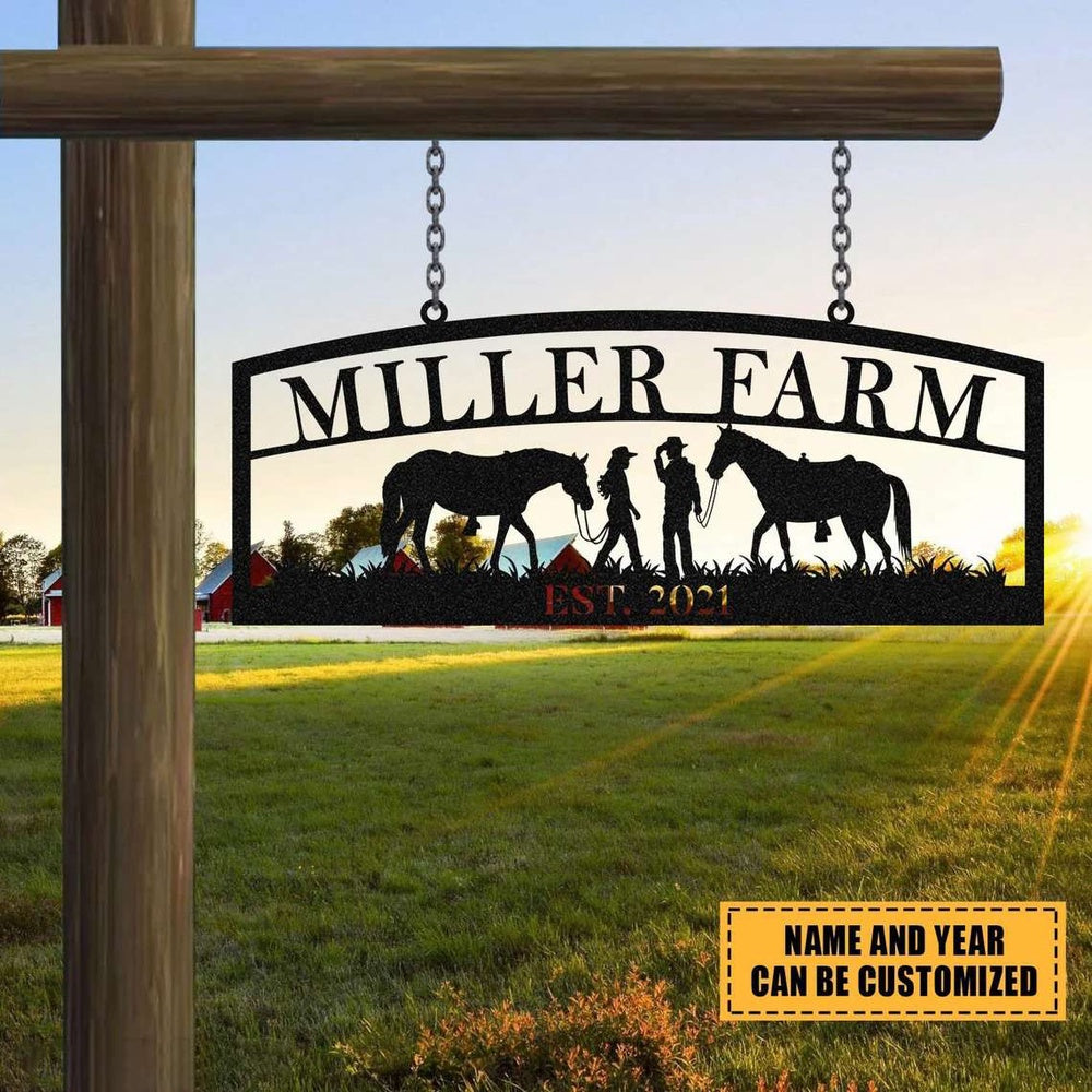 Farm Metal Sign, Cowboy Cowgirl Farm Sign Horse Ranch, Custom Outdoor Farmhouse, Metal Ranch Signs Farm Metal Signs