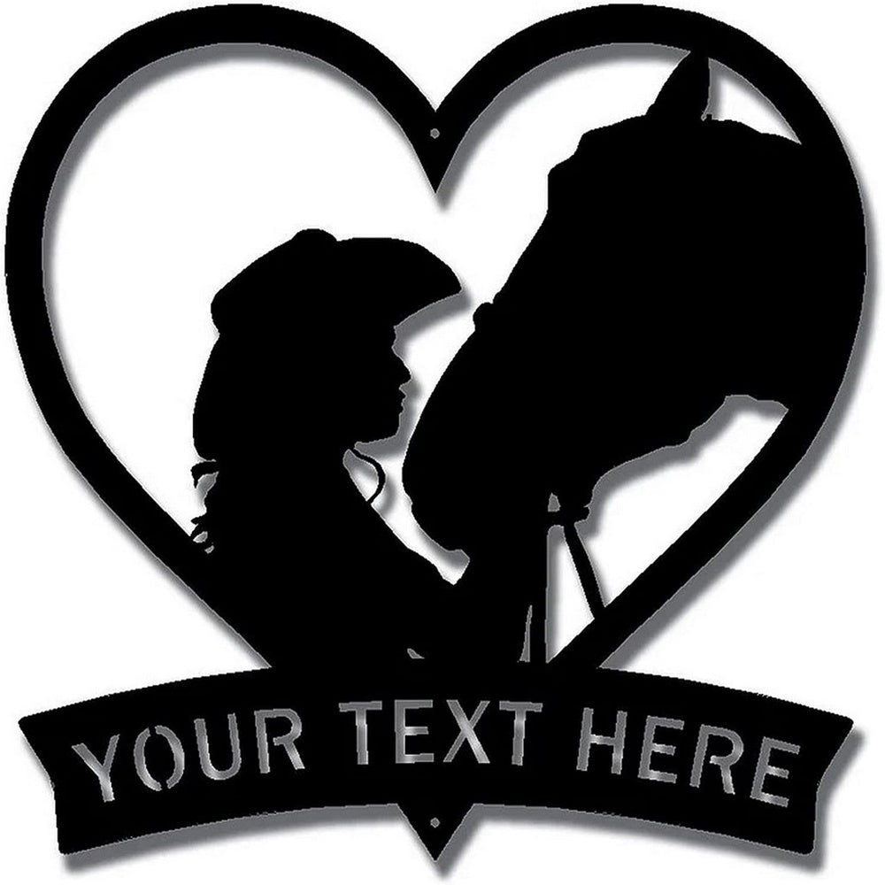 Farm Metal Sign, Cowgirl Loves Her Horse Metal Art Personalized Metal Name Sign