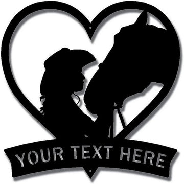 Farm Metal Sign, Cowgirl Loves Her Horse Metal Art Personalized Metal Name Sign