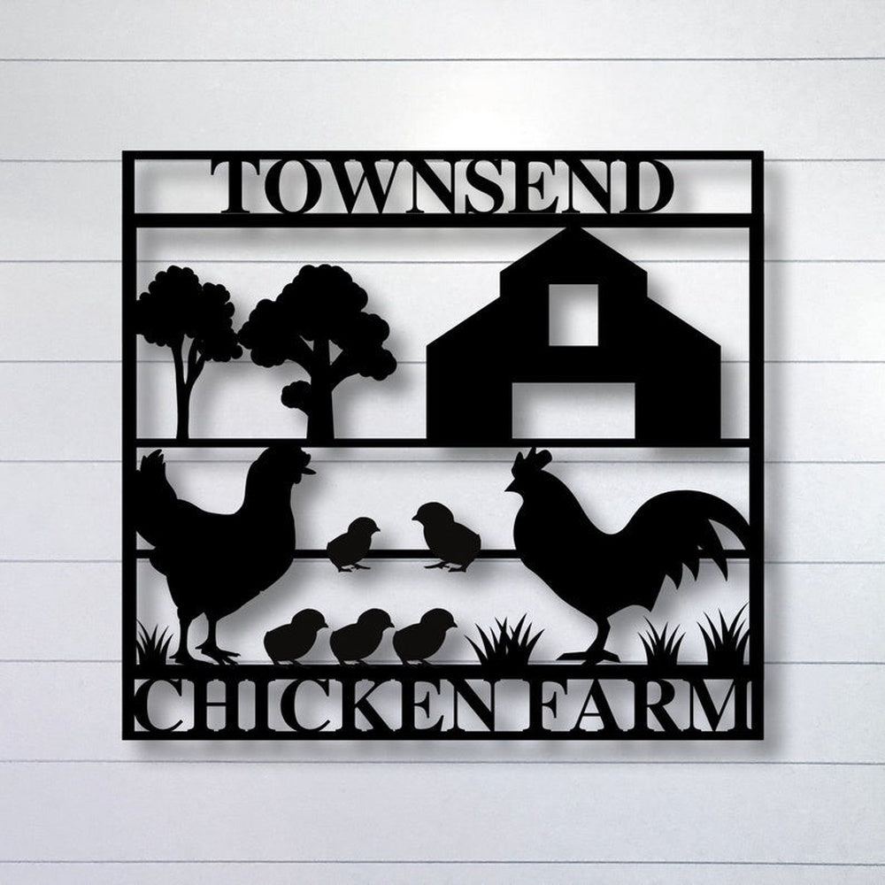 Farm Metal Sign, Custom Chicken And Rooster Sign, Custom Metal Chicken Farm Sign, Farmhouse Decor, Personalized Metal Farm Signs