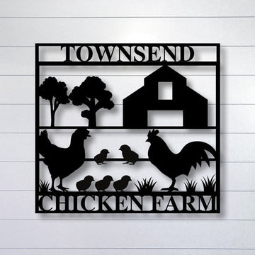 Farm Metal Sign, Custom Chicken And Rooster Sign, Custom Metal Chicken Farm Sign, Farmhouse Decor, Personalized Metal Farm Signs