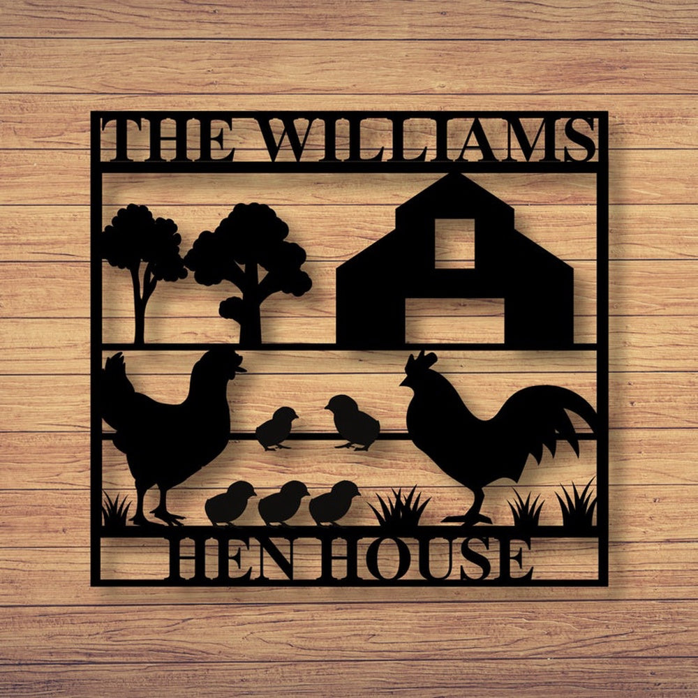 Farm Metal Sign, Custom Chicken And Rooster Sign, Custom Metal Chicken Farm Sign, Farmhouse Decor, Personalized Metal Farm Signs