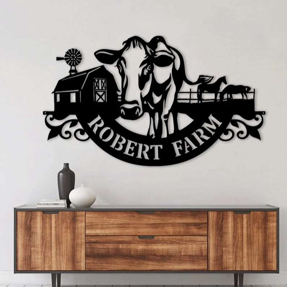 Farm Metal Sign, Custom Cow Farmhouse Farm Metal Cow Sign