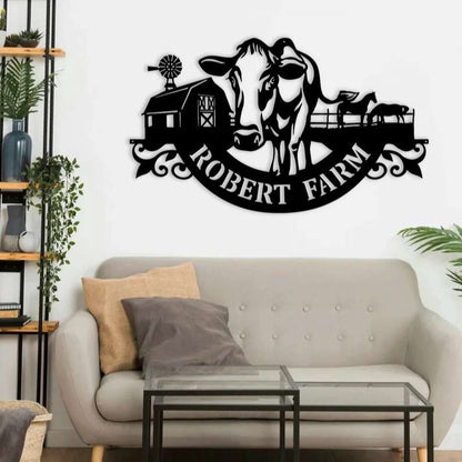 Farm Metal Sign, Custom Cow Farmhouse Farm Metal Cow Sign