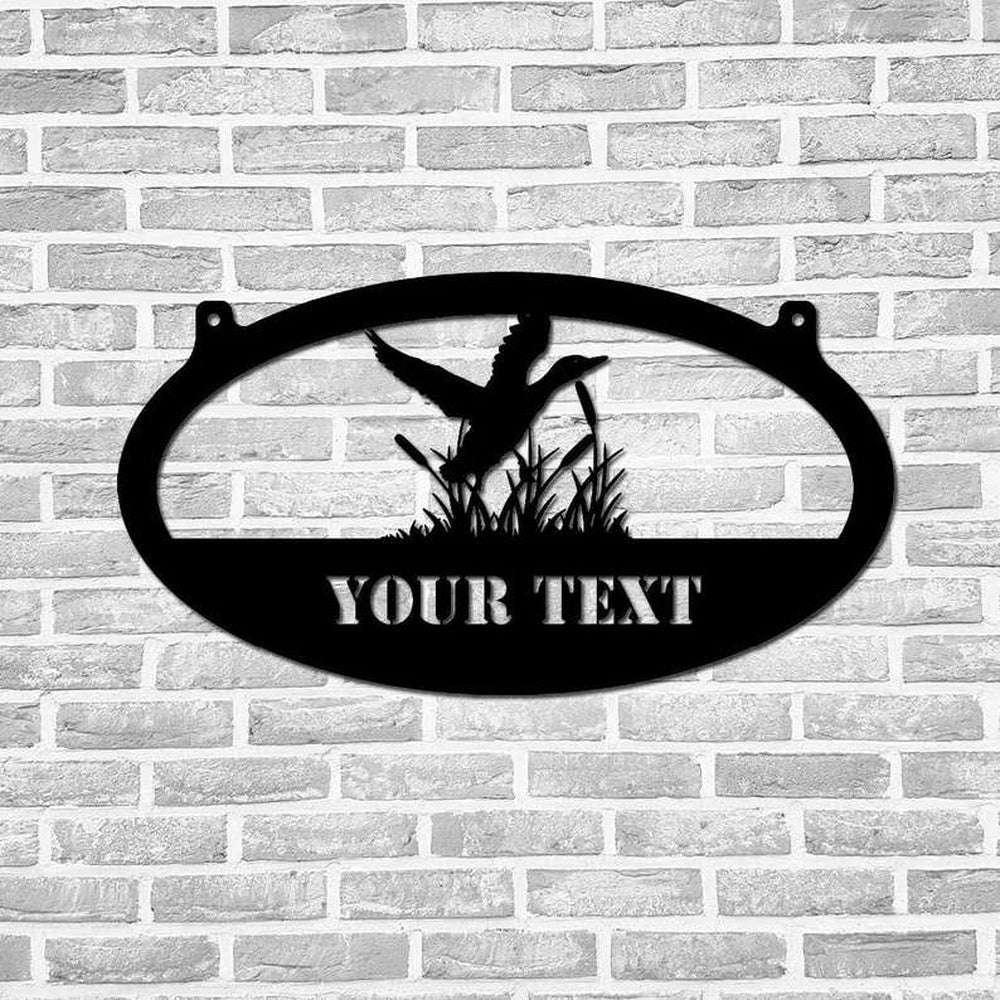 Farm Metal Sign, Custom Duck in Cattails Sign Duck Hunting Farmhouse Decor Address Home Outdoor Decor