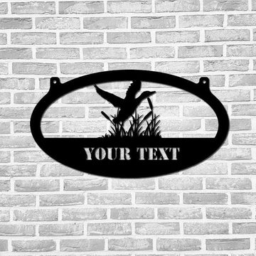 Farm Metal Sign, Custom Duck in Cattails Sign Duck Hunting Farmhouse Decor Address Home Outdoor Decor