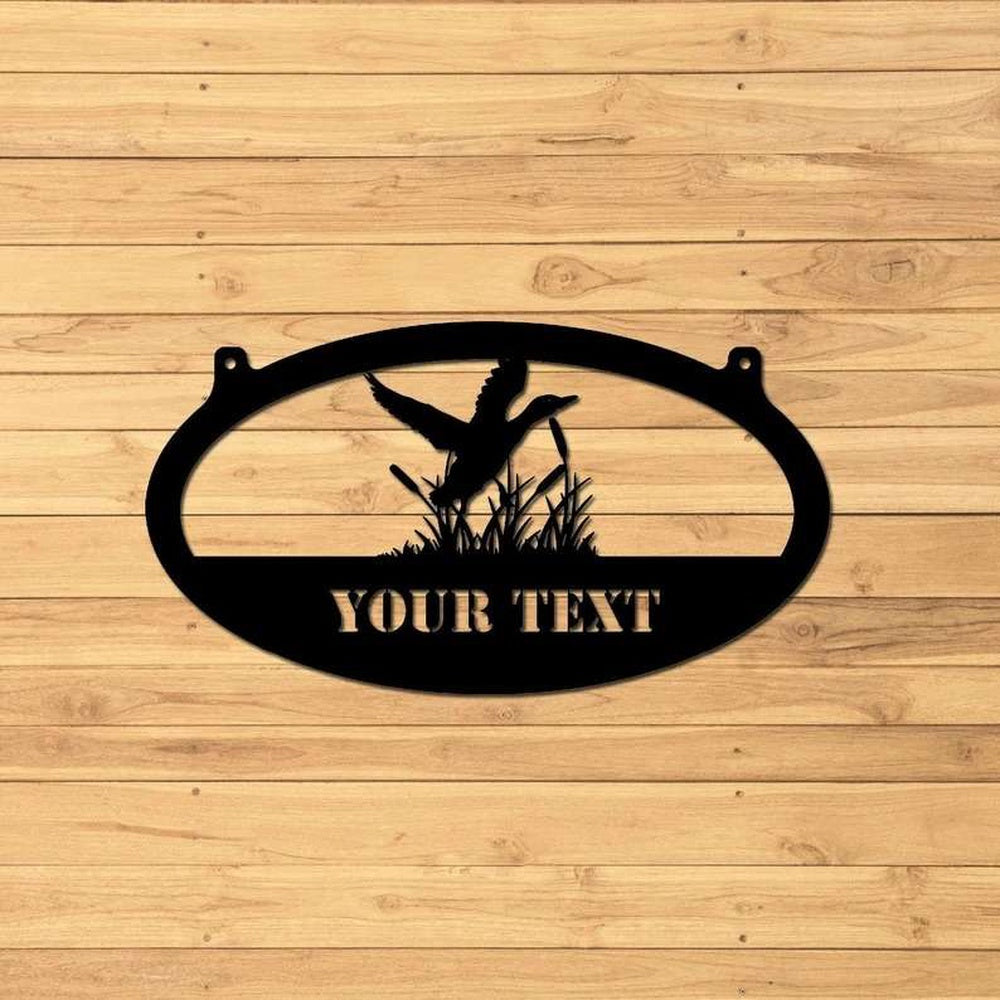Farm Metal Sign, Custom Duck in Cattails Sign Duck Hunting Farmhouse Decor Address Home Outdoor Decor