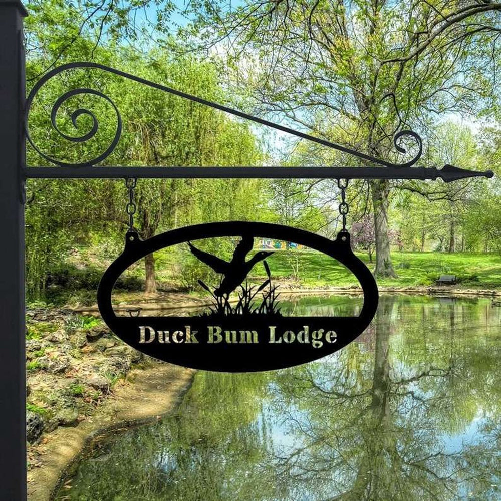 Farm Metal Sign, Custom Duck in Cattails Sign Duck Hunting Farmhouse Decor Address Home Outdoor Decor