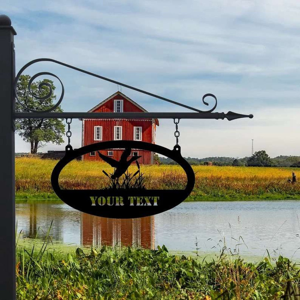 Farm Metal Sign, Custom Duck in Cattails Sign Duck Hunting Farmhouse Decor Address Home Outdoor Decor