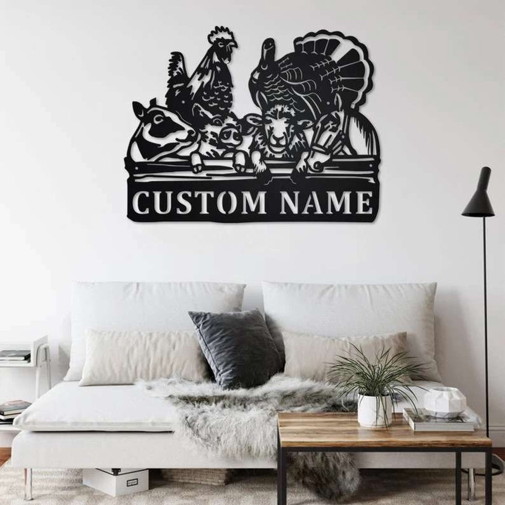 Farm Metal Sign, Custom Farm Sign Animals Sign Home Decor Farmer Gift