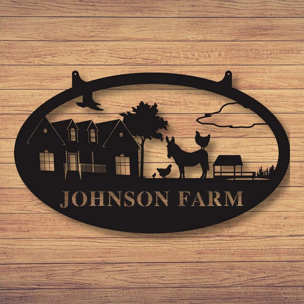 Farm Metal Sign, Custom Farm Sign, Metal Name Sign, Farmhouse Decor, Outdoor Family Name Sign, Personalized Metal Farm Signs