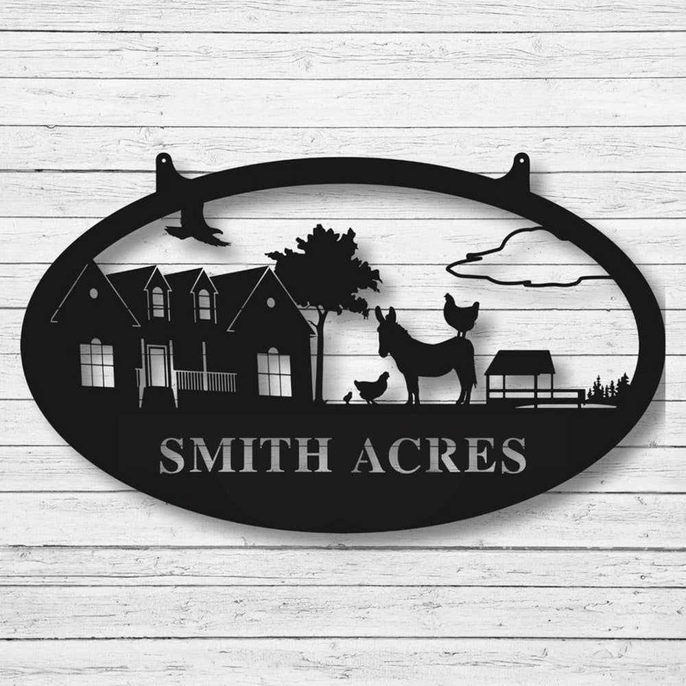 Farm Metal Sign, Custom Farm Sign, Metal Name Sign, Farmhouse Decor, Outdoor Family Name Sign, Personalized Metal Farm Signs