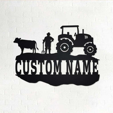 Farm Metal Sign, Custom Farming Metal Sign Farmer Gift Room Decor Tractor Farmhouse