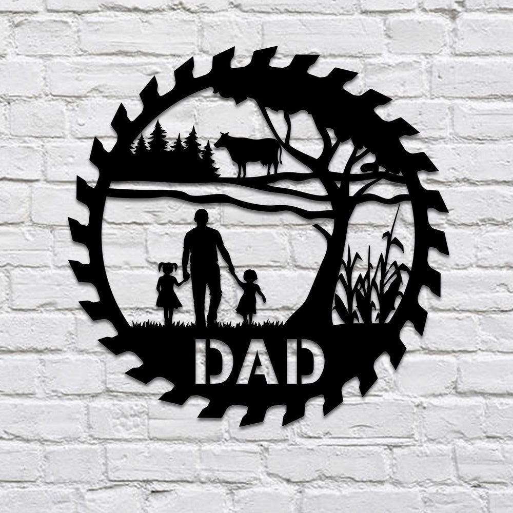 Farm Metal Sign, Custom Father And Kids Metal Sign, Cow Wall Hanging, Cattle Farm Sign, Personalized Metal Farm Signs