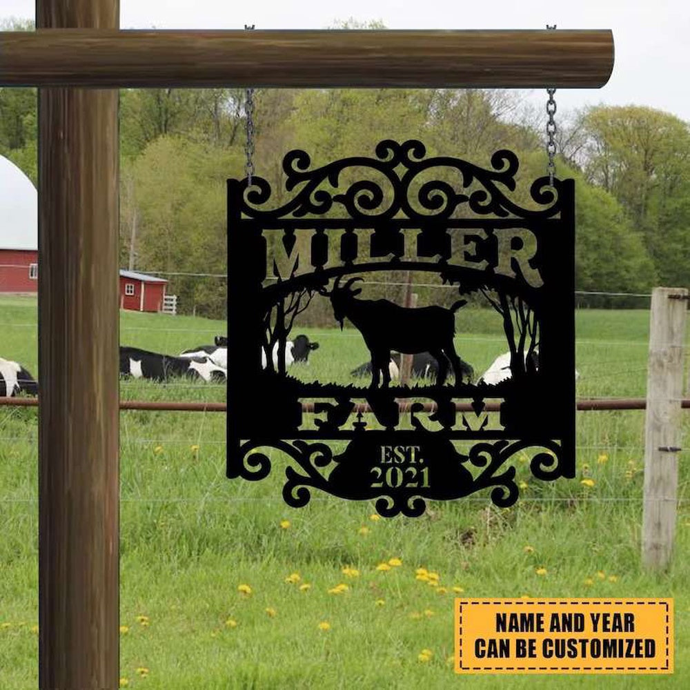 Farm Metal Sign, Custom Goat Metal Farm Sign Goat Ranch Outdoor Decor