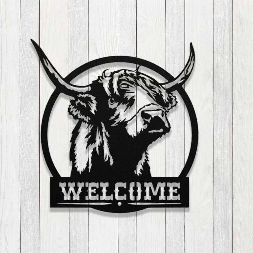 Farm Metal Sign, Custom Highland Cow Farm Farmhouse Metal Cow Sign