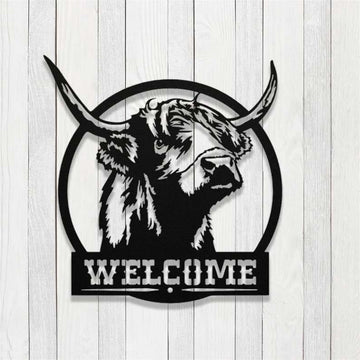 Farm Metal Sign, Custom Highland Cow Farm Farmhouse Metal Cow Sign