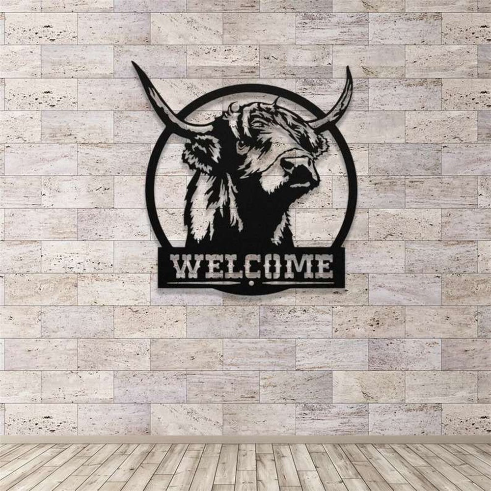 Farm Metal Sign, Custom Highland Cow Farm Farmhouse Metal Cow Sign