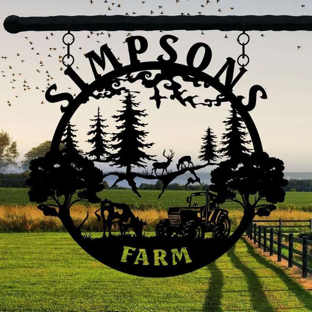 Farm Metal Sign, Custom Metal Farmhouse Sign Farm Tractor Goat Home Decor
