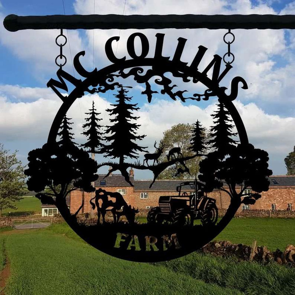 Farm Metal Sign, Custom Metal Farmhouse Sign Farm Tractor Goat Home Decor