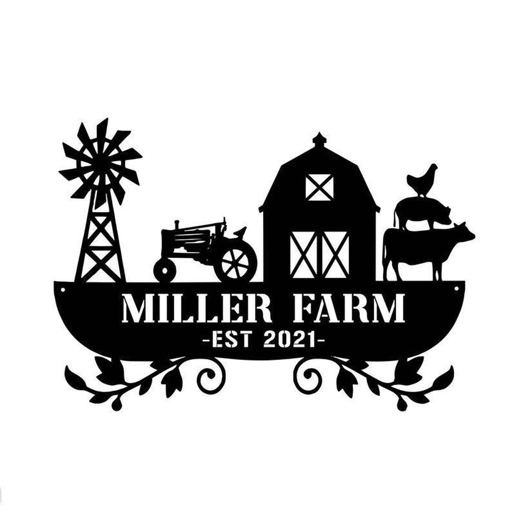 Farm Metal Sign, Customized Metal Farm Sign Farmhouse Decor Outdoor Cattle Pig Rooster Chicken Monogram