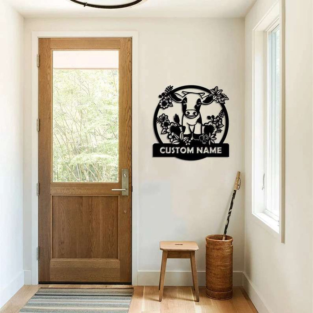 Farm Metal Sign, Cute Calf Metal Sign Cow Farmhouse Ranch Sign Personalized Sign