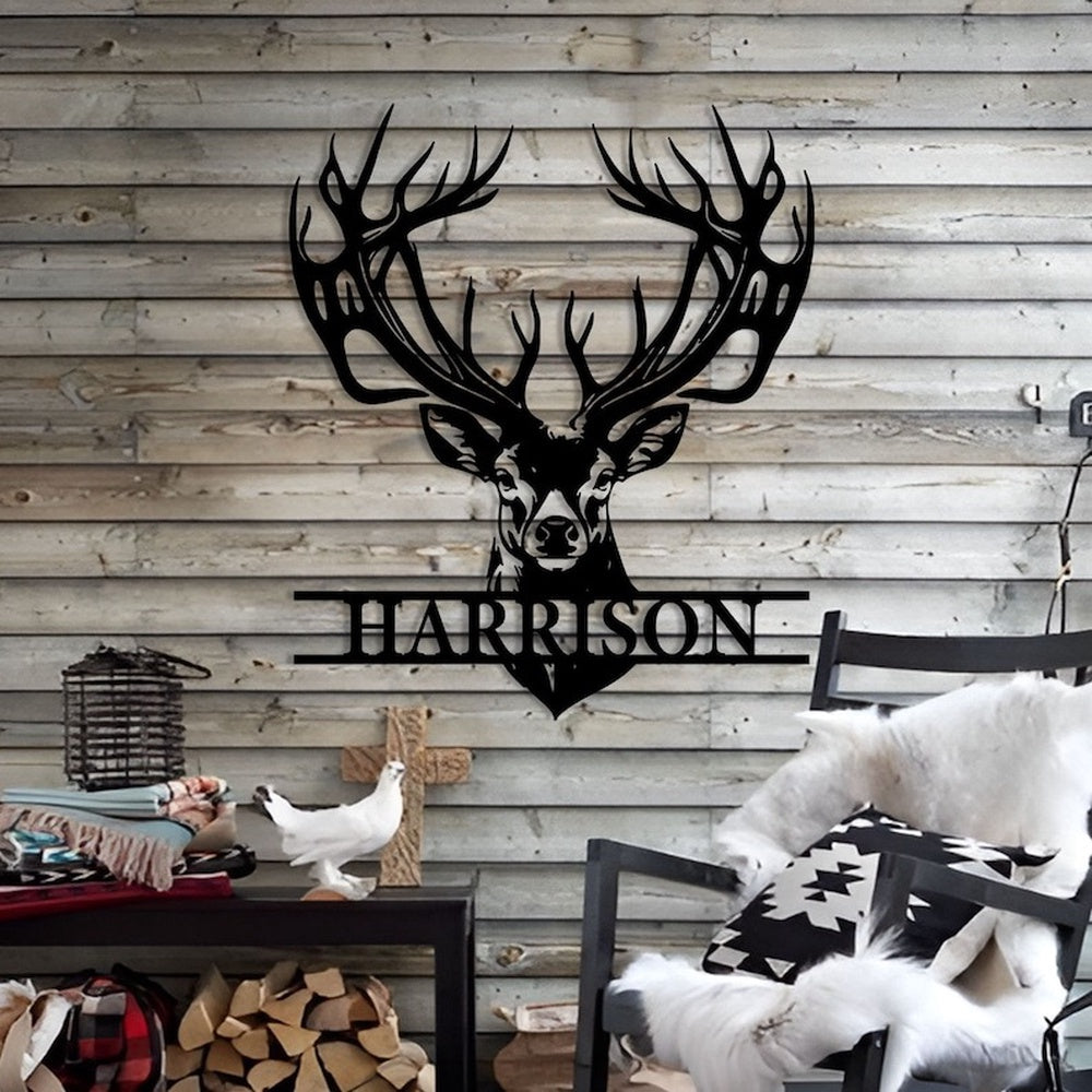 Farm Metal Sign, Deer Head Deer Antler Christmas Birthday Father's Day Gift Custom Metal Signs