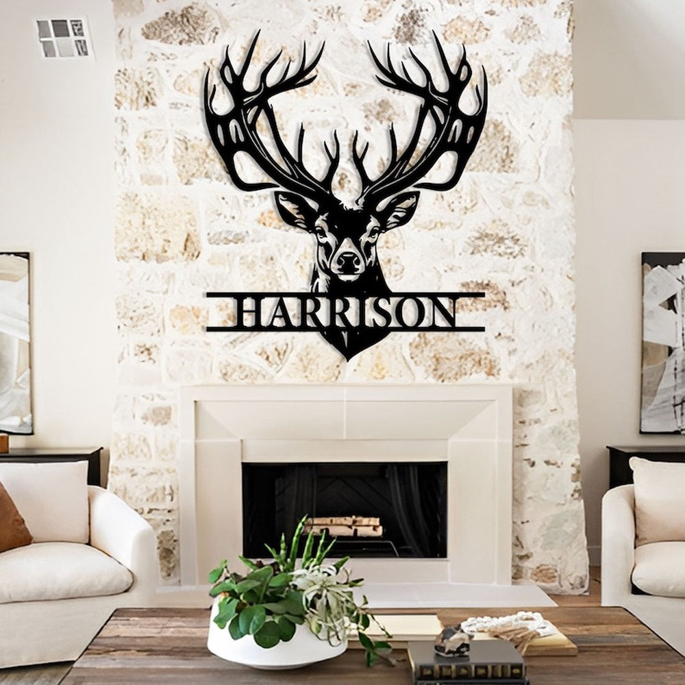 Farm Metal Sign, Deer Head Deer Antler Christmas Birthday Father's Day Gift Custom Metal Signs