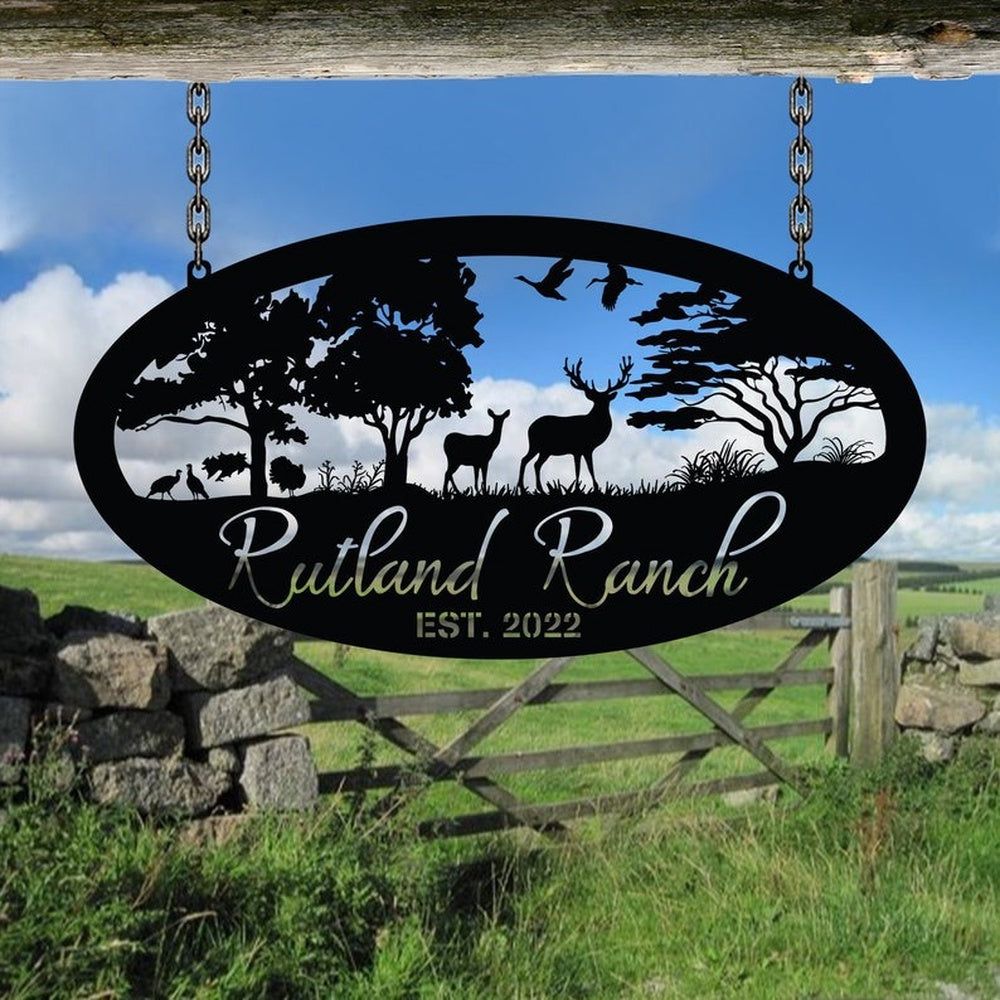 Farm Metal Sign, Deer Metal Farm Sign Barn Ranch Custom Metal Signs