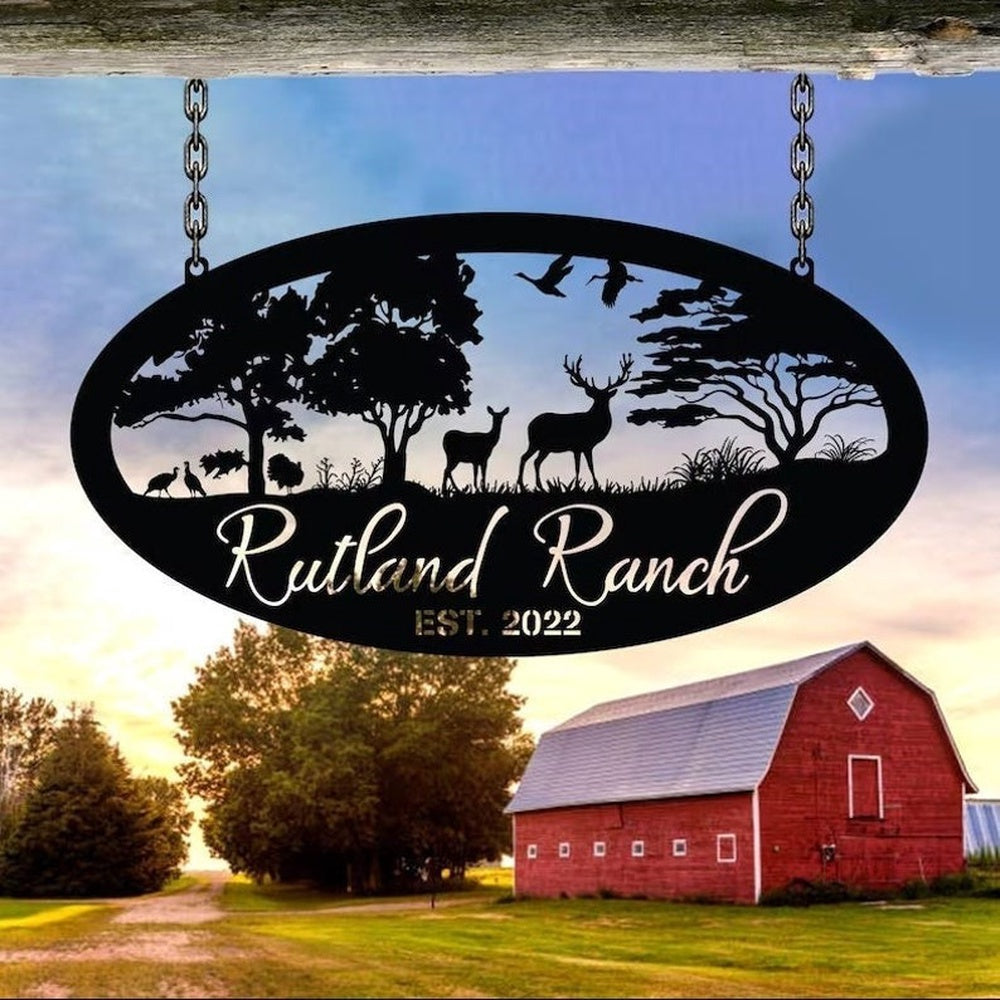 Farm Metal Sign, Deer Metal Farm Sign Barn Ranch Custom Metal Signs
