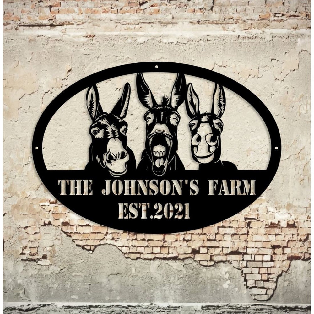 Farm Metal Sign, Donkey Farm Metal Sign, Metal Farm Sign, Farmhouse Decor, Donkey Ranch Sign, Personalized Metal Farm Signs