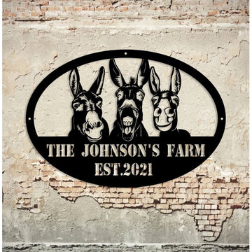 Farm Metal Sign, Donkey Farm Metal Sign, Metal Farm Sign, Farmhouse Decor, Donkey Ranch Sign, Personalized Metal Farm Signs